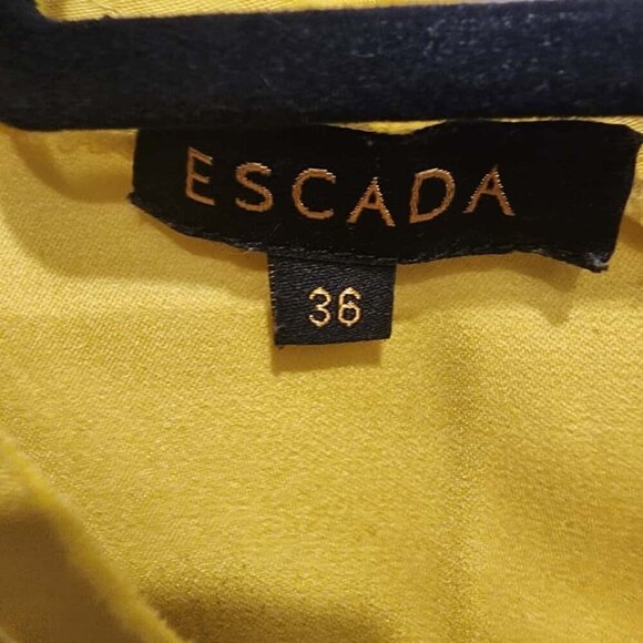 Escada Blouse Top Women Small Yellow Satin Feel Half Flutter Sleeve Casual Party - Picture 4 of 12